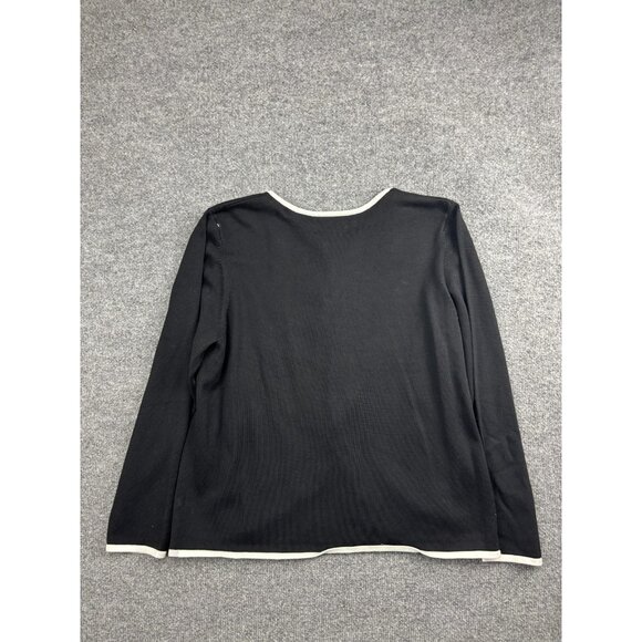 Bob Mackie Wearable Art Sweater Womens Large Black Embroidered Floral Cardigan - Picture 6 of 6